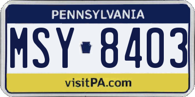 PA license plate MSY8403