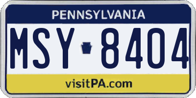 PA license plate MSY8404