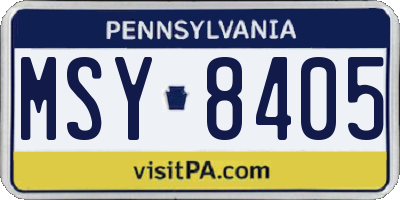 PA license plate MSY8405