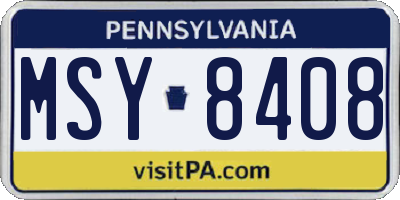 PA license plate MSY8408
