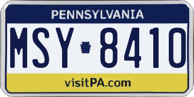 PA license plate MSY8410