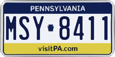 PA license plate MSY8411