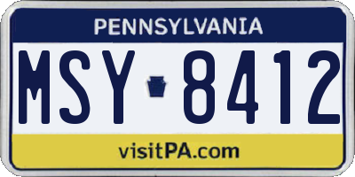 PA license plate MSY8412