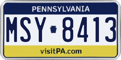 PA license plate MSY8413