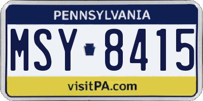 PA license plate MSY8415