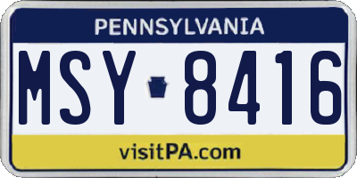 PA license plate MSY8416