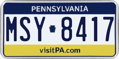 PA license plate MSY8417