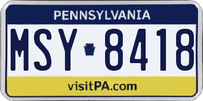 PA license plate MSY8418