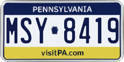 PA license plate MSY8419