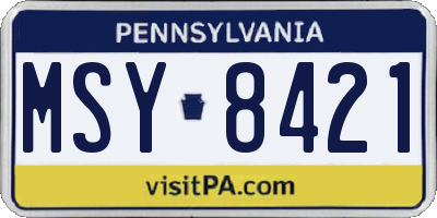 PA license plate MSY8421