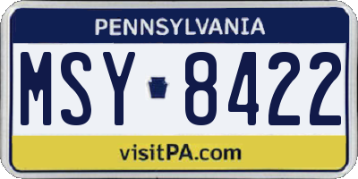 PA license plate MSY8422