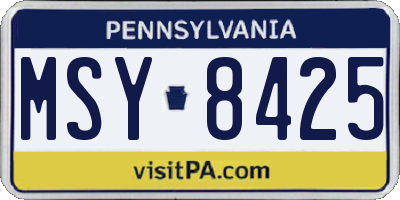PA license plate MSY8425
