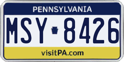 PA license plate MSY8426