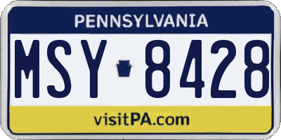 PA license plate MSY8428
