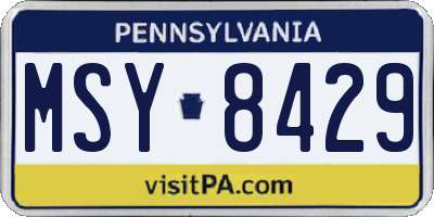 PA license plate MSY8429