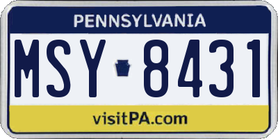 PA license plate MSY8431