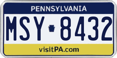 PA license plate MSY8432