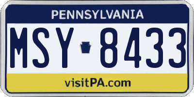 PA license plate MSY8433