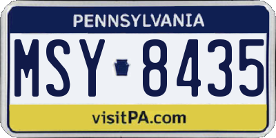 PA license plate MSY8435