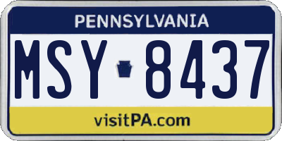 PA license plate MSY8437