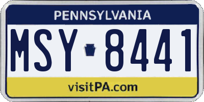 PA license plate MSY8441