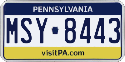 PA license plate MSY8443