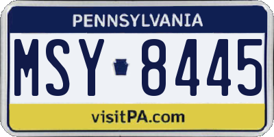 PA license plate MSY8445