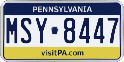 PA license plate MSY8447