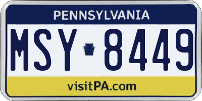 PA license plate MSY8449