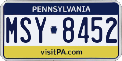PA license plate MSY8452