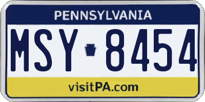 PA license plate MSY8454