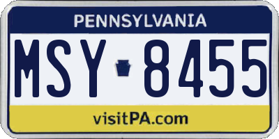 PA license plate MSY8455