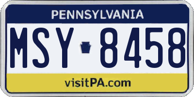 PA license plate MSY8458