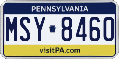 PA license plate MSY8460