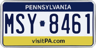 PA license plate MSY8461