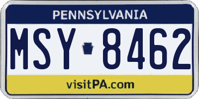 PA license plate MSY8462