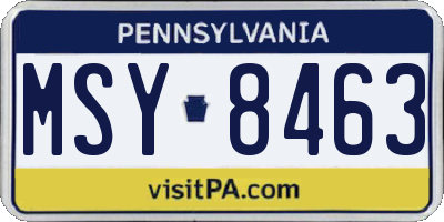PA license plate MSY8463
