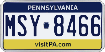 PA license plate MSY8466