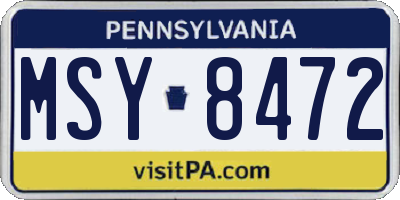 PA license plate MSY8472