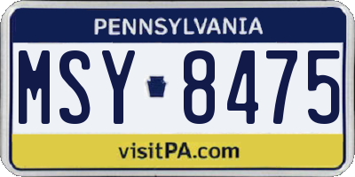PA license plate MSY8475
