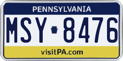 PA license plate MSY8476