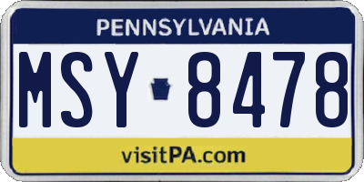 PA license plate MSY8478