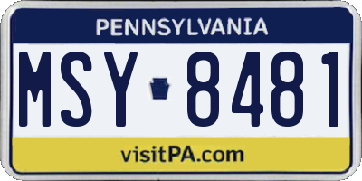 PA license plate MSY8481