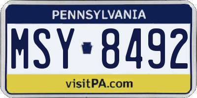 PA license plate MSY8492