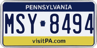 PA license plate MSY8494