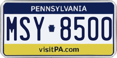 PA license plate MSY8500