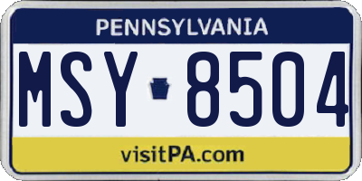 PA license plate MSY8504