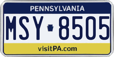PA license plate MSY8505