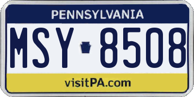 PA license plate MSY8508