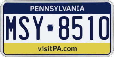 PA license plate MSY8510